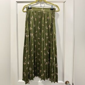Zara Green Tiger Print Pleated Skirt